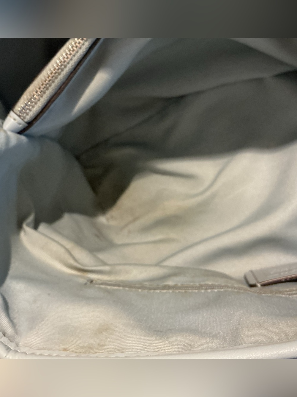 Coach Signature Drawstring Carryall Tote Khaki Powder Blue Leather Authenticated - Picture 10 of 13